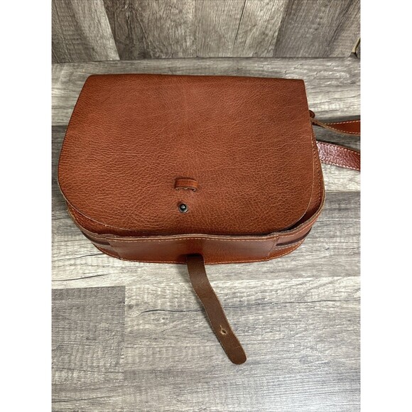 Lucky Brand The Point Leather Saddle Bag Cognac Leather Crossbody Purse Bag - Picture 7 of 10